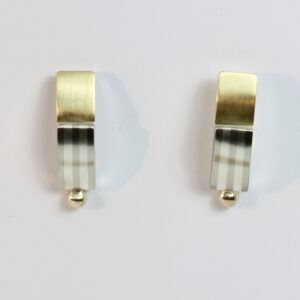 Earrings with a subtle striped pattern and 22k gold