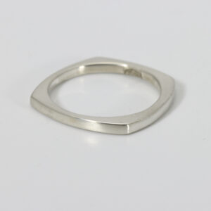 Square shaped narrow stacking ring in sterling silver