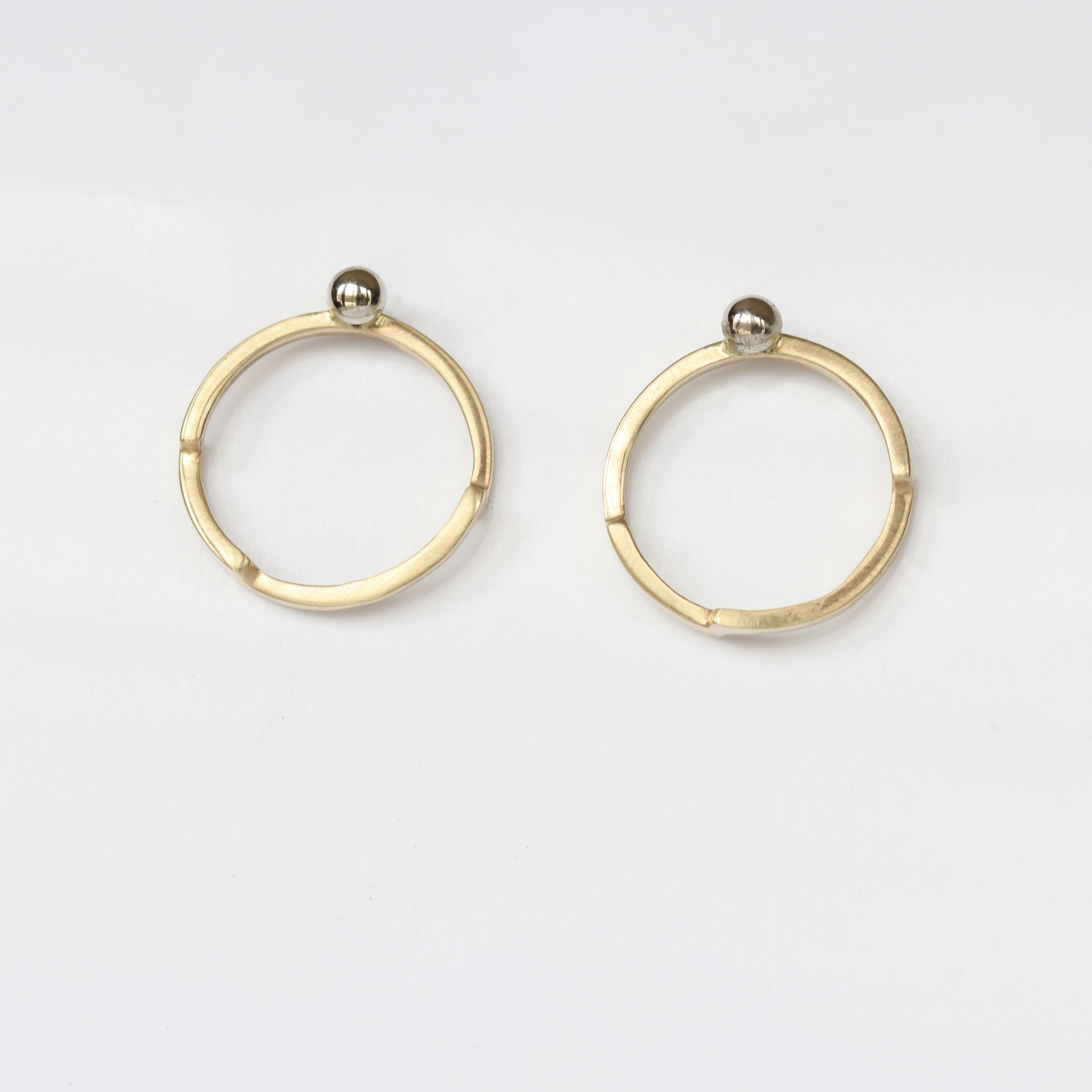 Yellow & White Gold Open Circle Post Earrings - Handcrafted Art Jewelry ...