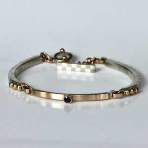 Sapphire in 14k Gold Bar Linked Bracelet.