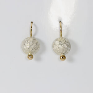 Sterling textured domed circles with a 14k gold ear wire and ball