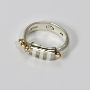 Domed striped ring with 14k gold balls