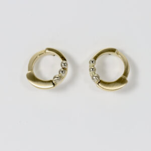 14k Yellow Tiered Circle Earrings with 14k white gold balls