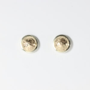 Stud earrings with 14k texture and sterling edge