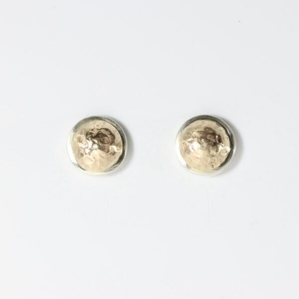 Stud earrings with 14k texture and sterling edge
