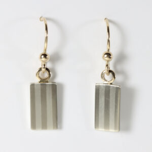 Striped rectangular earrings with 14k.