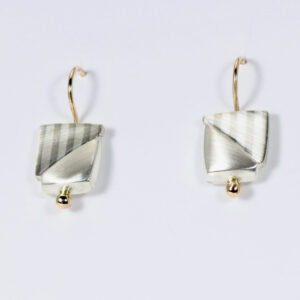 Striped mixed-metal earrings. Fabricated in sterling silver and 14k gold.