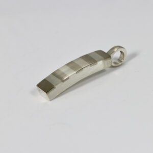 Sterling silver striped pendant. Vertical rectangular shape with horizontal stripes.